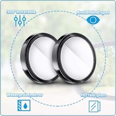 4 Pcs 2 Inch Round Convex Blind Spot Mirrors with Frame, 360-Degr Color: Black