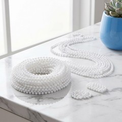 Window Shade Chain: Plastic White Bead Pull Cord – 10.9 Yards Replacement Blind