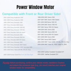 Front or Rear Left Power Window Lift Motor Compatible with Chevy Driver Side