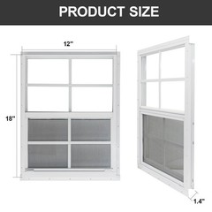 12″ x 18″ Tempered Glass Shed Windows, 2 Pack Small Sliding Windows for Coop, Pl