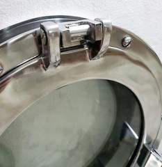12″ Canal Boat Porthole Window Glass Porthole Home Decorative (Shiny Silver)