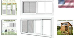 2-Pack 10″x18″ White Sliding Shed Windows with Tempered Glass and Screen