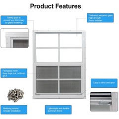 2 Pack Shed Window 24×36″ – Tough Tempered Glass, Fiberglass