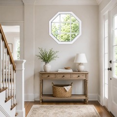 23.5″x23.5″ Vinyl Octagon Window with Grill, White