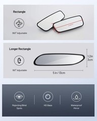 Blind Spot Mirror, Rectangle Adjustable Car Auxiliary Size: Adhesive Rectangle