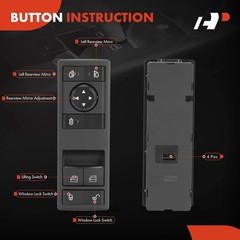 A-Premium Power Window Switch Compatible with Freightliner Cascadia 2017, Left D