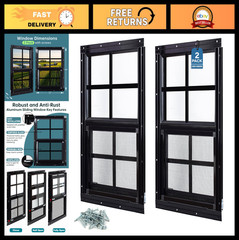 2 Pack 12″x18″ Flush Mount Shed Windows with Tempered Glass & Screen – Ideal for