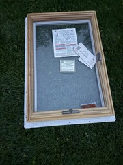 Andersen 400 Series 1/2 Round Window 29×49 White/Wood Double Pane GBG