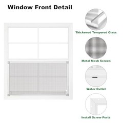 24″ x 27″ Sliding Shed Windows 2 Pack, Tempered Glass & Metal Screen, Flush Moun