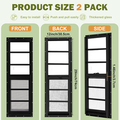 2 Pack 12″x29″ Black Sliding Shed Windows with Tempered Glass & Screen