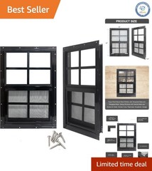 Weather-Resistant Black Shed Windows 14″ x 21″ with Tempered Glass – 2 Pack