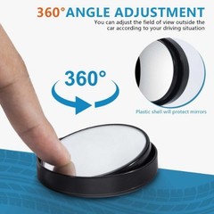 2 Inch Adjustable Blind Spot Mirror with Frame, HD Glass Ro Size: 2 Pack Black