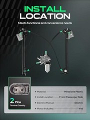 Front Passenger Side Power Window Regulator With 2-Pin Motor Assembly