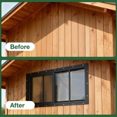 2 Pack 8″x16″ Sliding Windows with Tempered Glass & Fiberglass Screen for Shed,