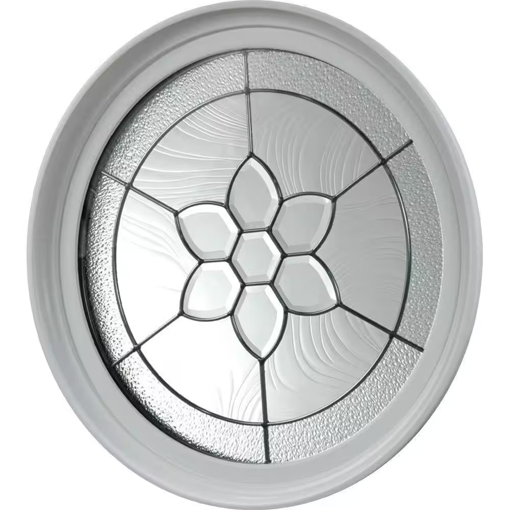 24.5 In. X 24.5 In. White Triple-Pane Insulated Glass round Vinyl Geo Picture Wi