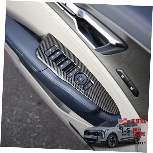 Window Switch Panel Cover Interior Side Door Lock Lift Control Button Carbon