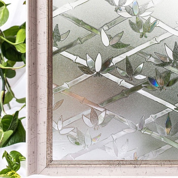 90cm Width Static 3D Bamboo Reusable Removable Frosted Window Glass Film L006