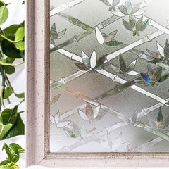90cm Width Static 3D Bamboo Reusable Removable Frosted Window Glass Film L006