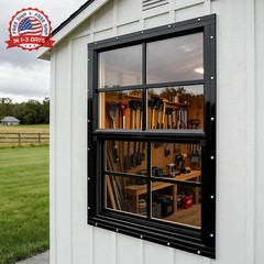 18″ x 27″ Black Shed Windows 2 Pack,Small Windows with Tempered Glass – Flush Mo