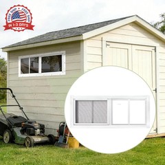2 Pack Shed Windows, 10″x 18″ White Sliding Window Suitable for Chicken Coop, sh
