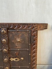 2Pc Antique Wooden Brass Fitted Wall Decor Window Panel Original Hand Carved