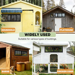 2 Pack 12″x29″ Black Sliding Shed Windows with Tempered Glass & Screen
