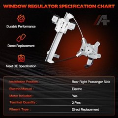 741-391 Rear Right Passenger Side Window Regulator with Rear Passenger Side