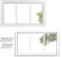 10″x18″ 2 Pack Shed Transom Windows, White Fixed Window with Tempered Glass,