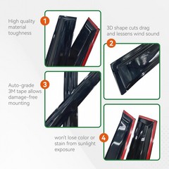 Window Visor Tape-on Side for 2009-2014 Ford F-150 SuperCrew, Window Deflecto…