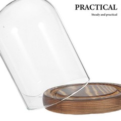 Reusable Glass Dome Cover with Solid Wood Base Clear Display for Ornaments
