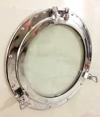 Solid Ship’s Glass Porthole Window 20″ Round Frame Nautical Maritime Home Decor