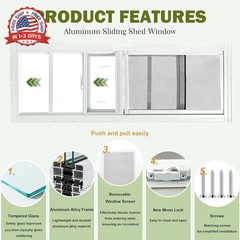 2 Pack Shed Windows, 10″x 18″ White Sliding Window Suitable for Chicken Coop, sh