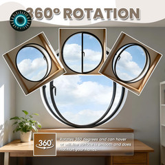 23.6″ Round Rotating Pivot Window Tempered Glass Flush Mount Metal Frame NEW