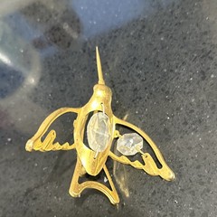 Gold Tone Butterfly and Bird window hangers with Clear Glass Stones Set of 3