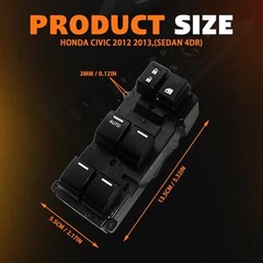 35750TR0A11 Master Power Window Switch for Honda Civic 2012 2013, Sedan 4dr,