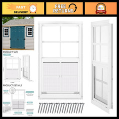 2 Pack 12″x18″ Sliding Shed Windows – White Flush Mount with Tempered Glass & Sc