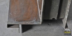 Salvaged Steel Window Frame with Leaded Glass Transom, 81.5″H x 47″W