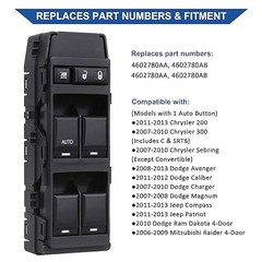 Power Window Switch Front Left Driver Side, Compatible with 2008-2013 Dodge