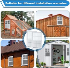 2 Pack 12″X18″ Sliding Shed Windows, Chicken Coop Windows – White Flush Mount W/