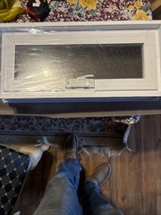 Hopper Vent Screened Vinyl Window 8 x 17.5 Inches White Pack of 1