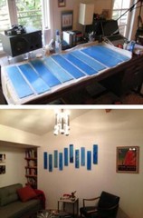 Jalousie Window BLUE Glass Panel Replacement 23″ x 3″ Vintage RARE Art Projects