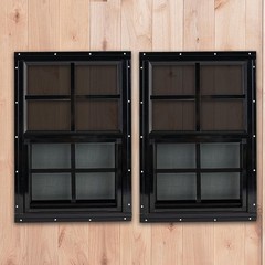 14×21 Black Shed Windows 2 Pack – Tempered Glass Flush Mount for Coop, Garage, G