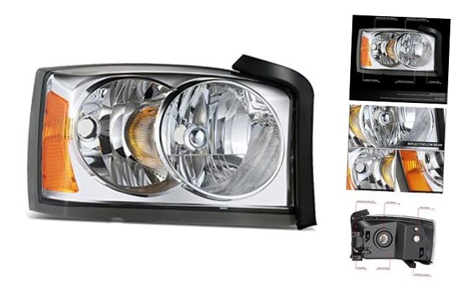 Right Projector Headlight Compatible with 06-07 Dodge Dakota W/o