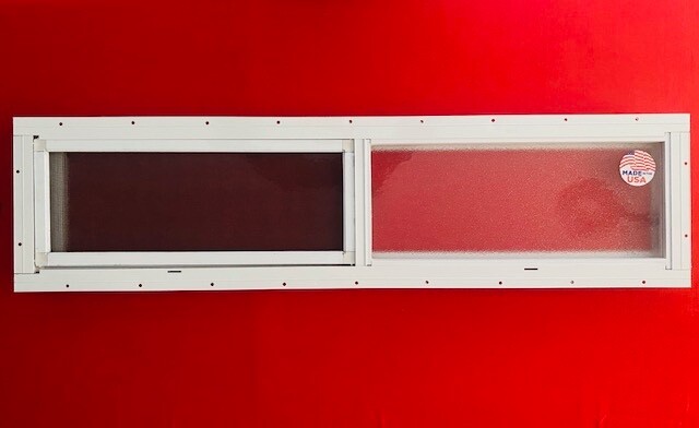 Mobile Home Window. 36″ x 8″ White Aluminum Slider Obscured Glass