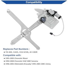 741-844 Front Left Driver Side Power Window Regulator with Motor, Compatible