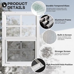 Double Pack 14″ x 21″ Durable Shed Windows with Built-In Screens & Easy Install