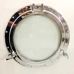 Solid Ship’s Glass Porthole Window 20″ Round Frame Nautical Maritime Home Decor