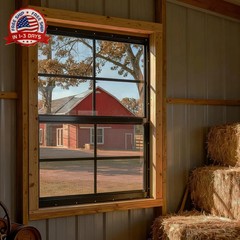18″ x 27″ Black Shed Windows 2 Pack,Small Windows with Tempered Glass – Flush Mo