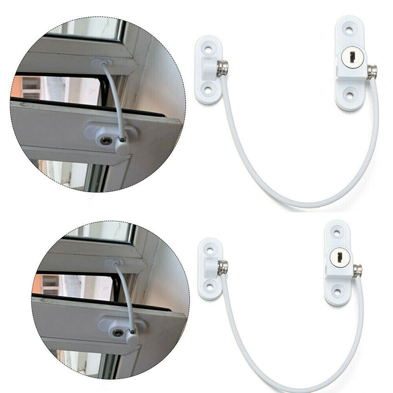 1/2/4Pcs White Window Door Cable Restrictor Ventilator Kids Safety Security Lock