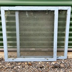 2 Available: Wood & Metal 30″Square Camp Window Screen Hook Latch Painted Wooden